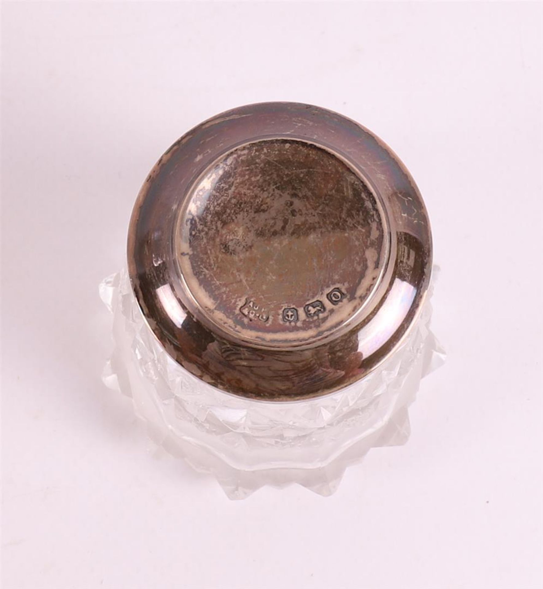 A clear crystal rusk tin with silver knob crown, early 20th century. - Image 2 of 5