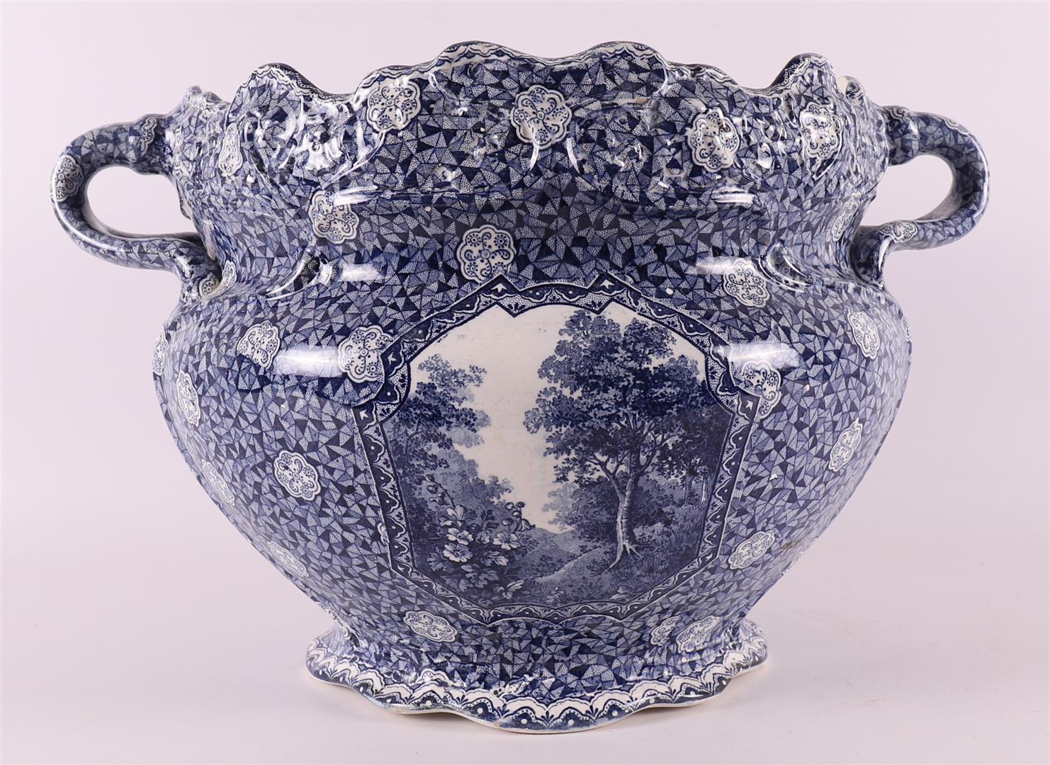 A blue earthenware cache pot, early 20th century. - Image 4 of 9