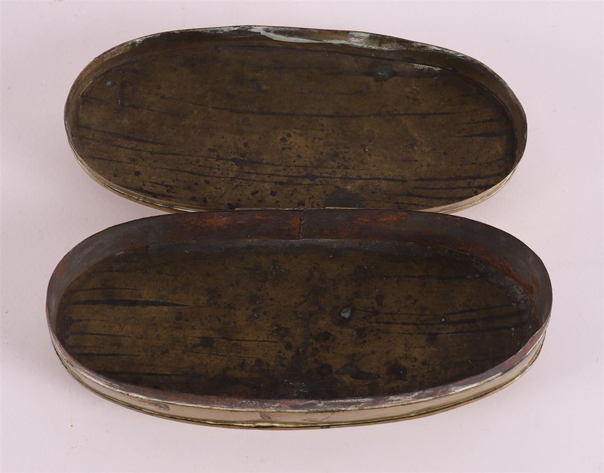 Two various brass tobacco boxes including text. - Image 4 of 7