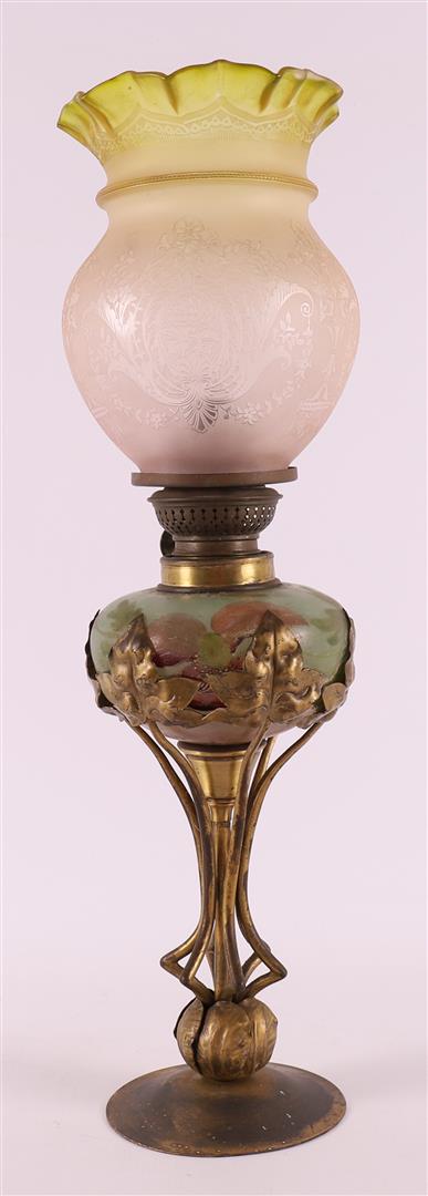 An Art Nouveau table lamp with satin glass shade, around 1900. - Image 2 of 2