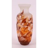 A cameo glass vase with floral decor, France/Bohemia.