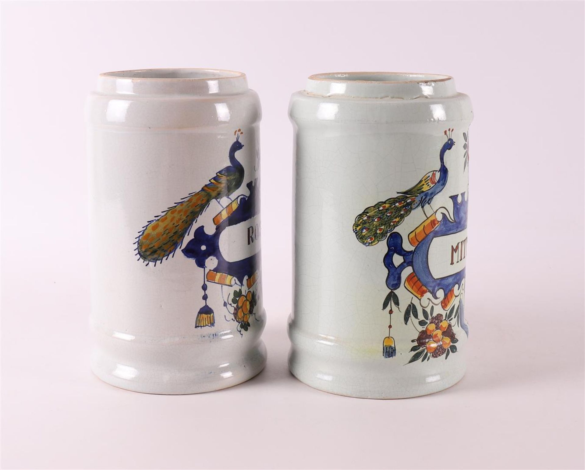 Two Delft earthenware albarello apothecary jars, after an antique example - Image 4 of 7