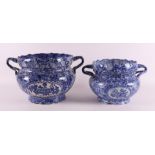 Two various blue/white porcelain cache-pots, 20th century