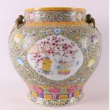 A porcelain millefleures vase with bird ears, after Qianlong, 21st century