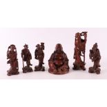 A lot of various carved wooden Chinese figures, China, 1st half of the 20th cent
