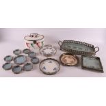 A lot of various Art Deco coasters and salver, ca. 1930.