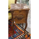 A mahogany bedside table with red marble top, France 19th century
