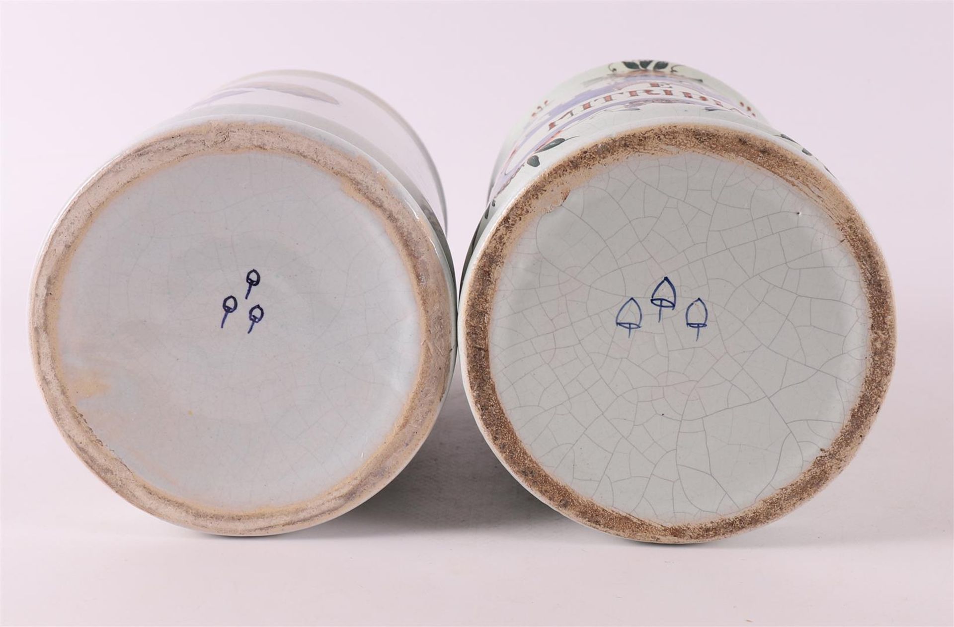 Two Delft earthenware albarello apothecary jars, after an antique example - Image 7 of 7