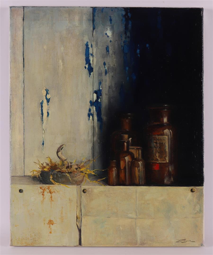 Nijmeijer, J. (Joop) (hoogeveen 1941-2017) 'Still life with apothecary jars',