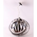 A chrome metal vintage spherical hanging lamp, 1970s.