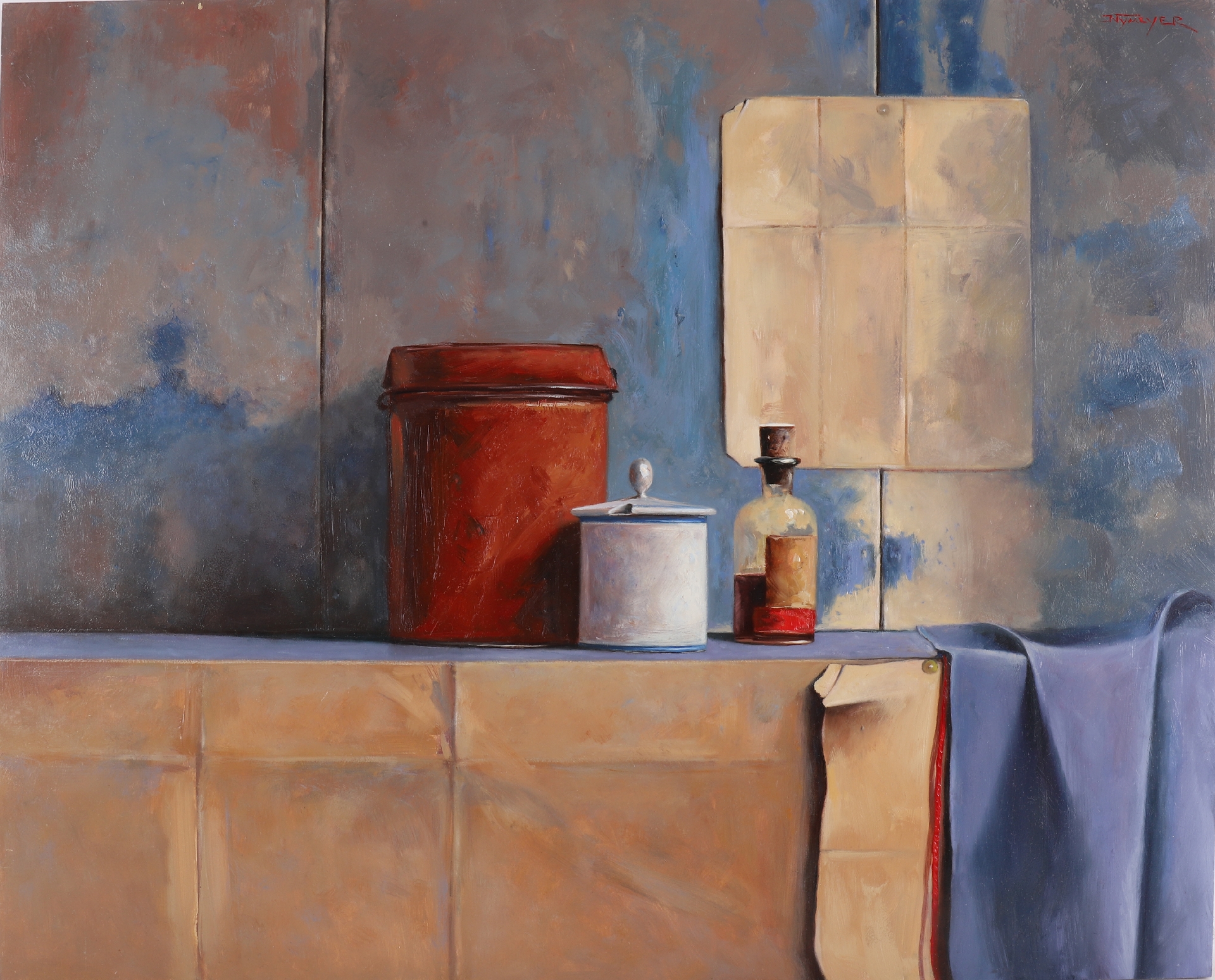 Nijmeijer, J. (Joop) (Hoogeveen 1941-2017) 'Still life of rusk tin'