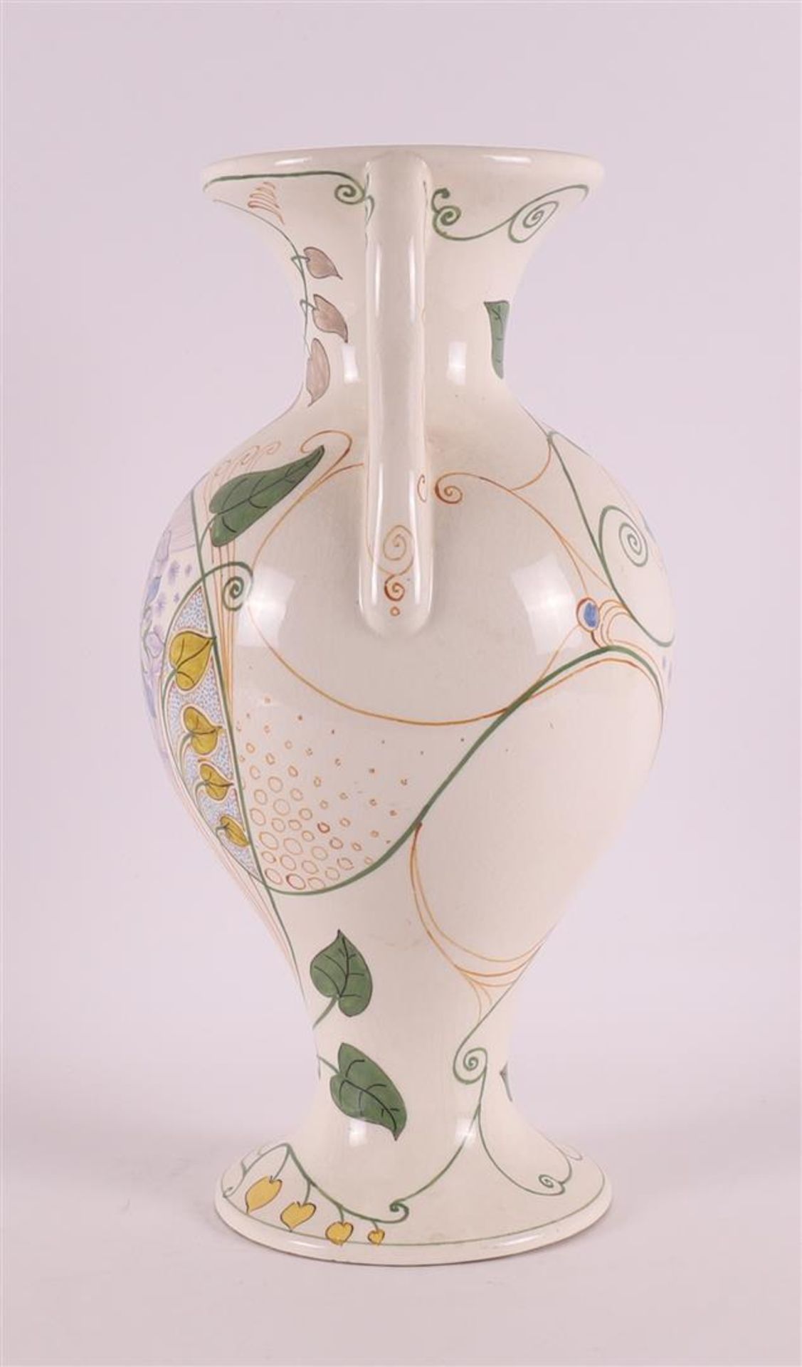 A pottery baluster-shaped vase with handles, ca. 1915. - Image 4 of 6