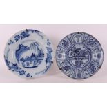 Two various Delft earthenware plates, 18th century.