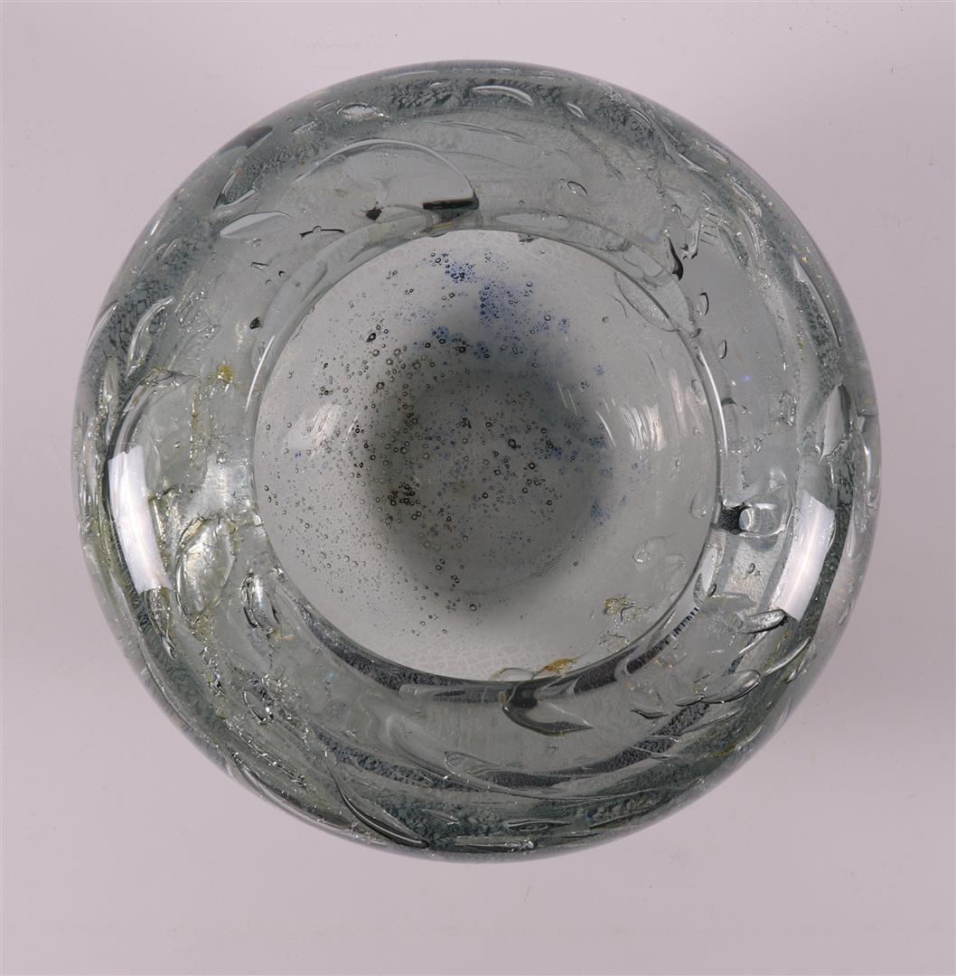 A thick-walled clear glass unica vase with enclosed air bubbles, A.D. Copier. - Image 3 of 4