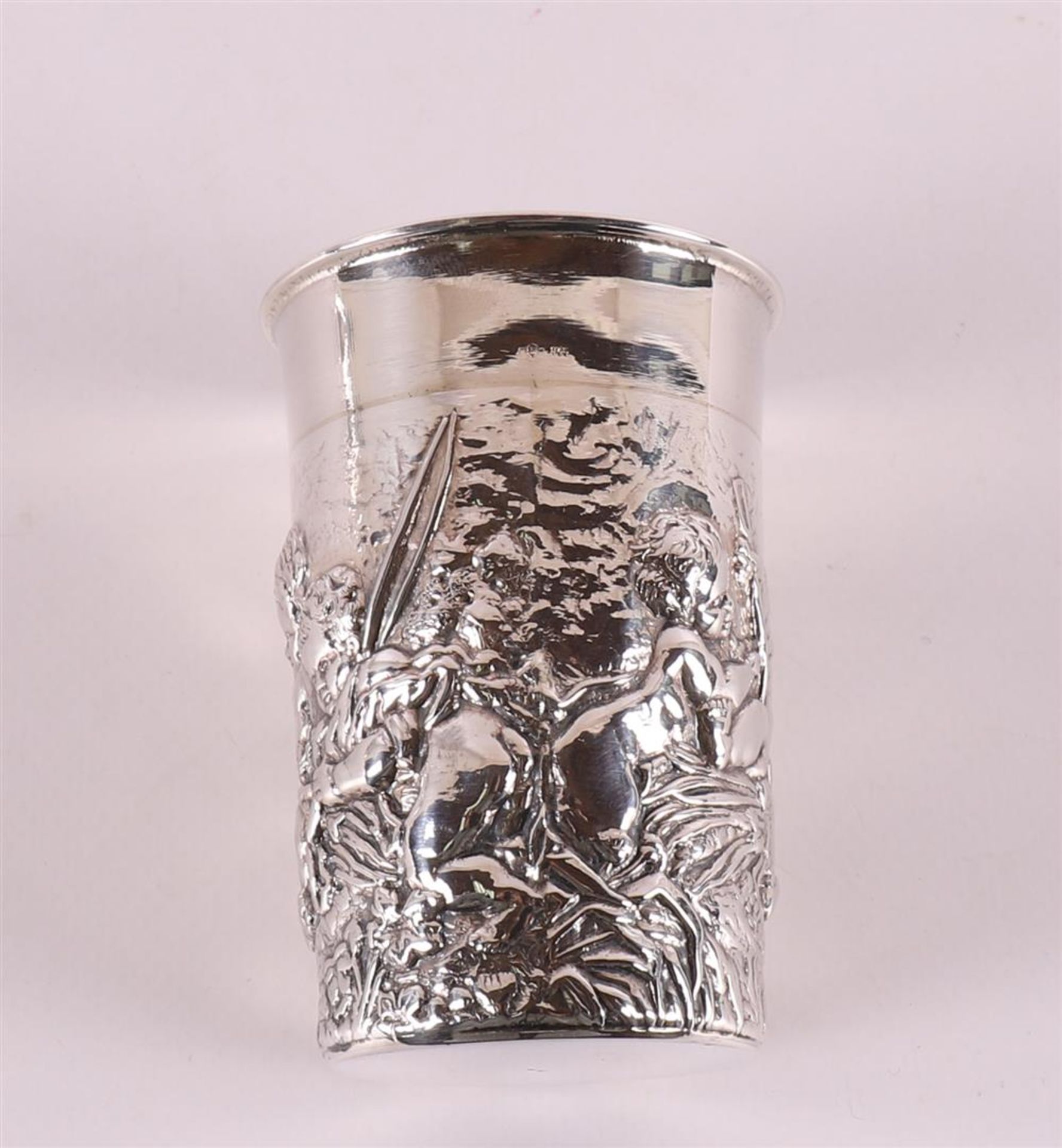 A 2nd grade 835/1000 silver birth cup with an image of putti. - Image 4 of 4