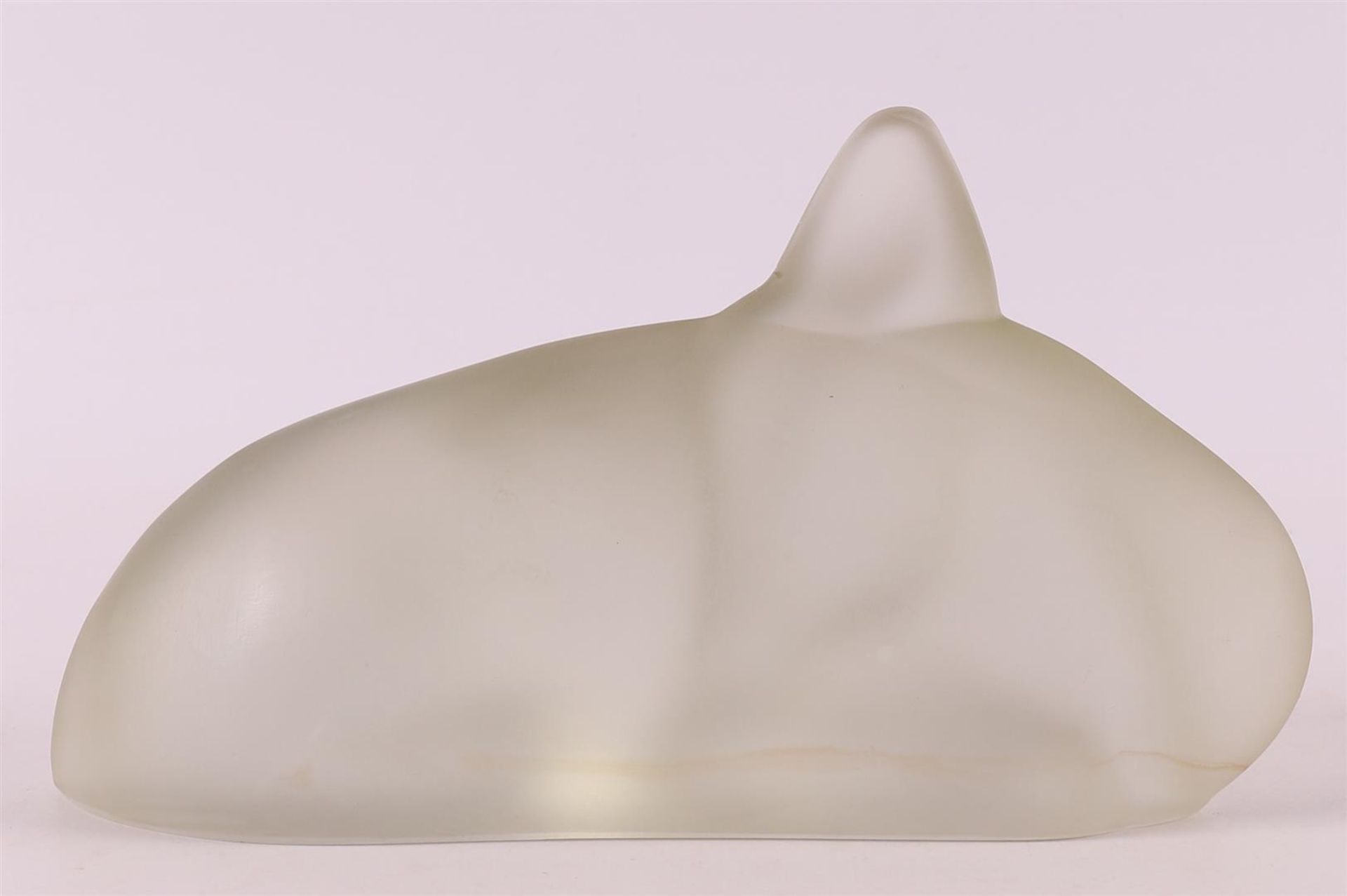 A satin glass plastic in the shape of a reclining deer, Lucienne Bloch. - Image 2 of 3