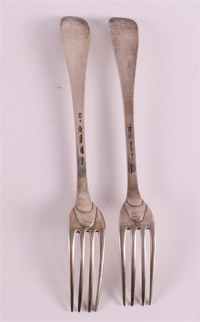 Two 2nd grade 835/1000 silver forks, Amsterdam 18th century. - Image 2 of 2