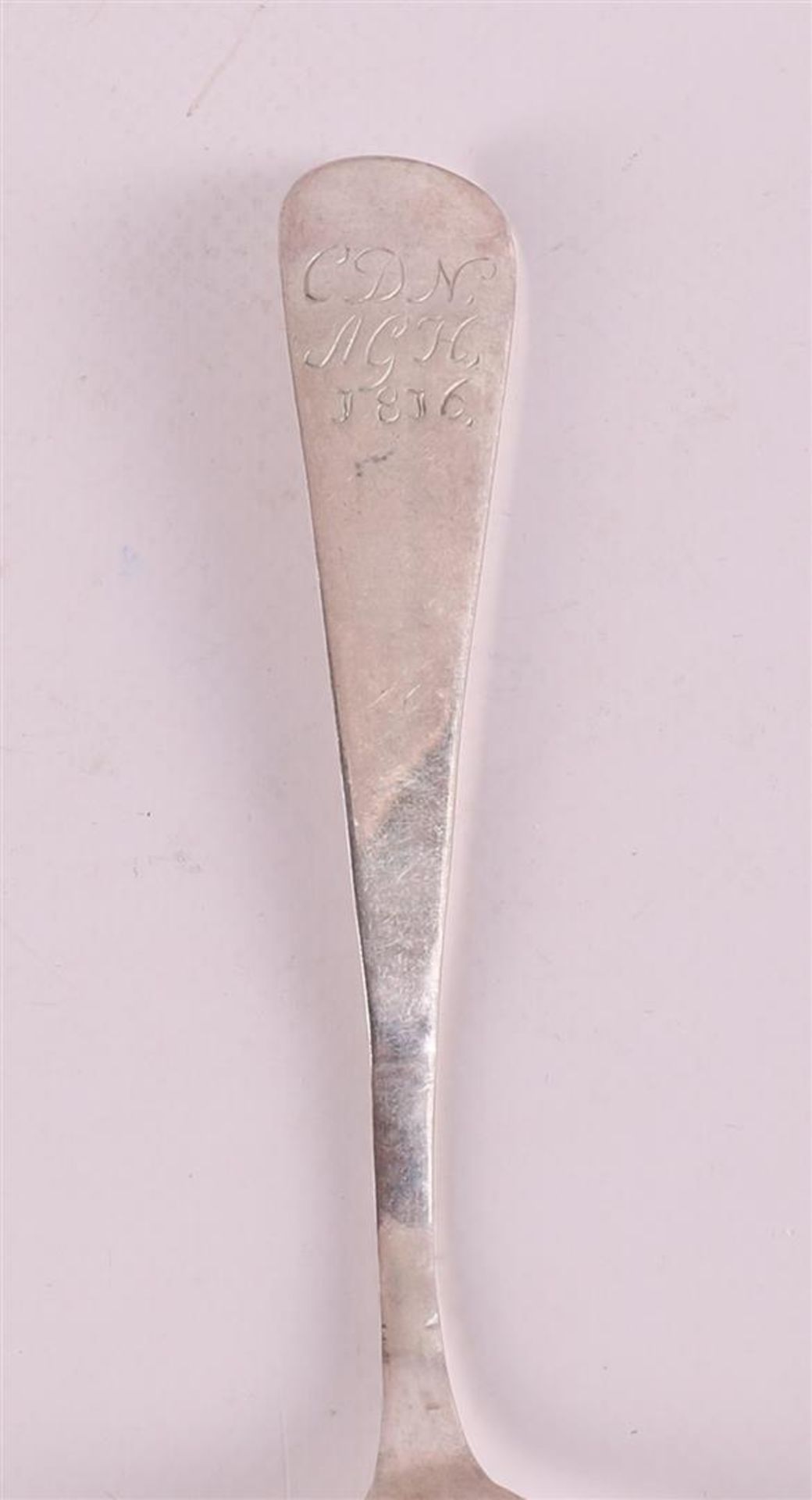 A second grade 835/1000 silver birth spoon with text, Groningen, 19th century. - Image 2 of 3