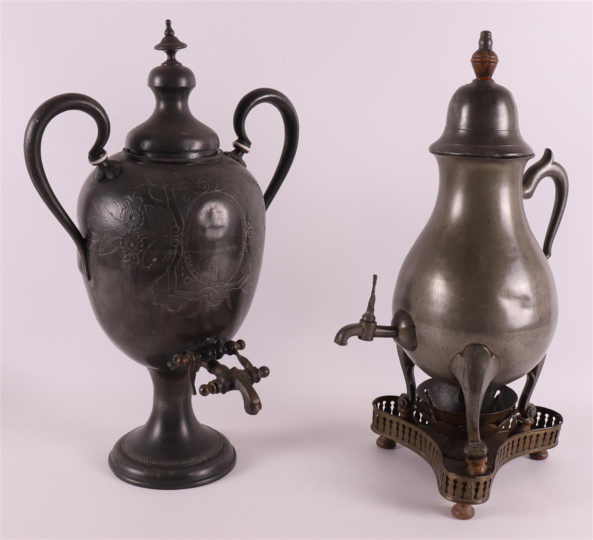 Two various blank pewter tap jugs, 19th century.