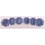 A series of six blue and white porcelain dishes, China, 19th century.