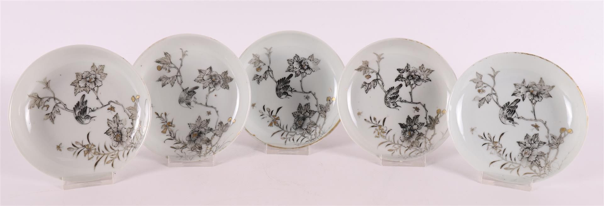 A series of six encre de Chine dishes, China, Qianlong, 18th century.