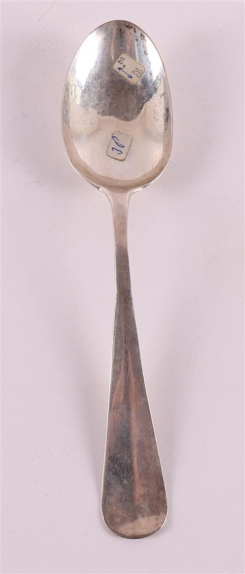 A second grade 835/1000 silver birth spoon with text, Groningen, 19th century.