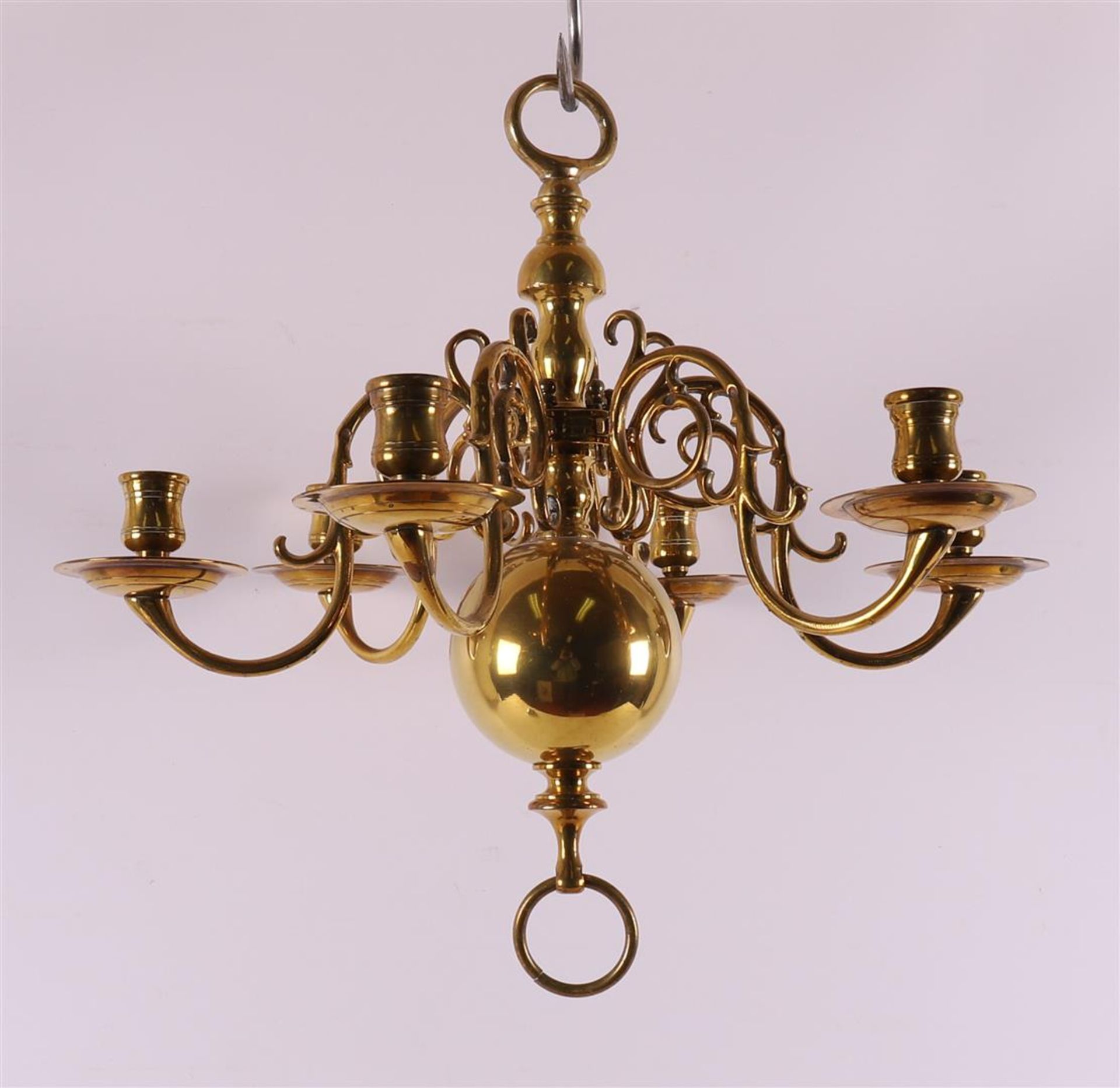 A brass six-armed spherical crown, after an antique example, around 1900.