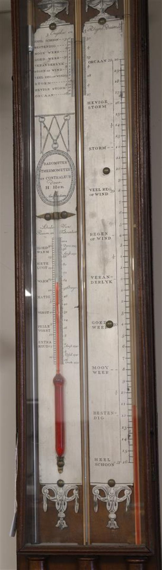 A counter barometer in Louis XVI style, address: H. Hen, Amsterdam, around 1800. - Bild 2 aus 2