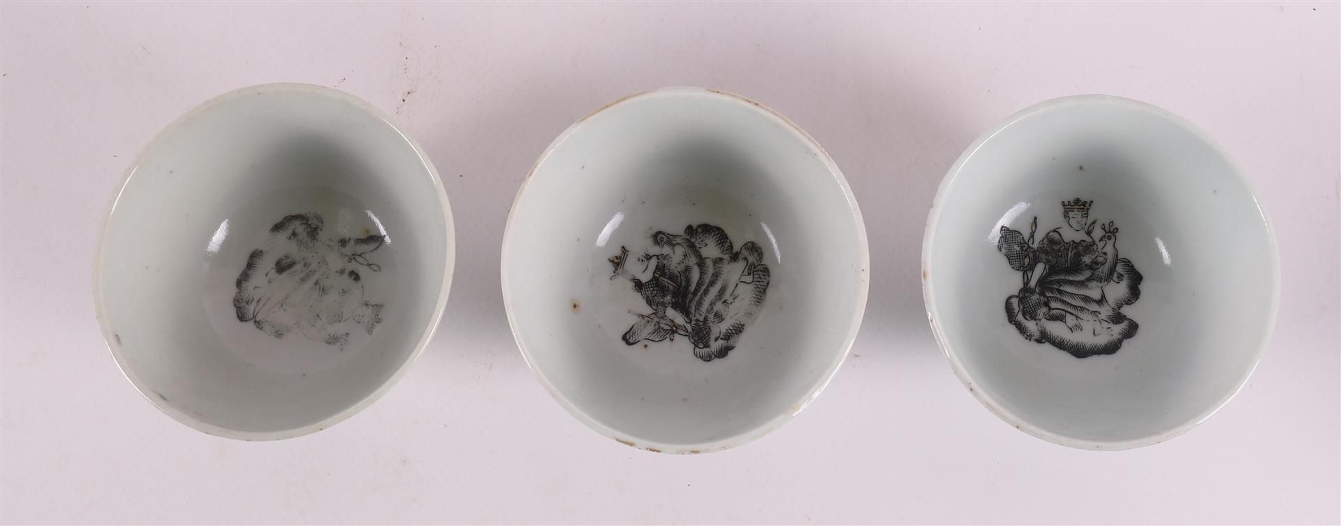 A series of six encre de Chine cups and saucers, China, Qianlong 18th century. - Image 12 of 22