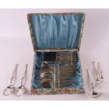 A silver plated cutlery set in cassette, Germany, Solingen, mid 20th century.