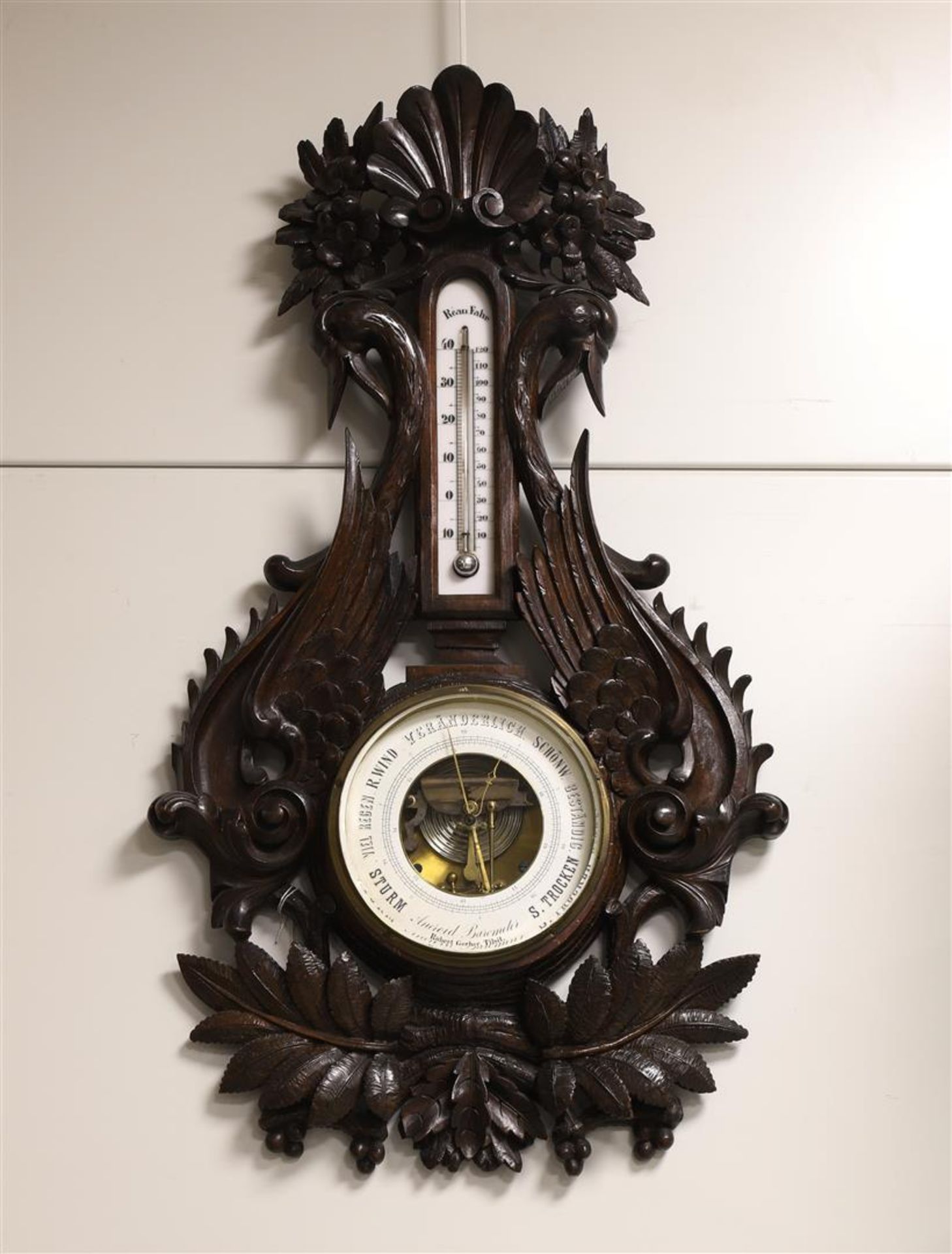 An aneroid barometer in softwood case, Germany, circa 1900.