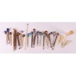 A lot of various sewing and bobbin lace utensils, including bone and wood, 1st h