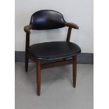 A vintage wenge wooden 'Cowhorn' chair, Tijsseling for Hulmefa, 1950s.