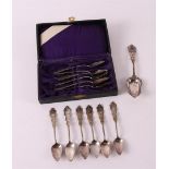 Six 2nd grade 835/1000 silver so-called cockscomb teaspoons, 1st half 20th centu