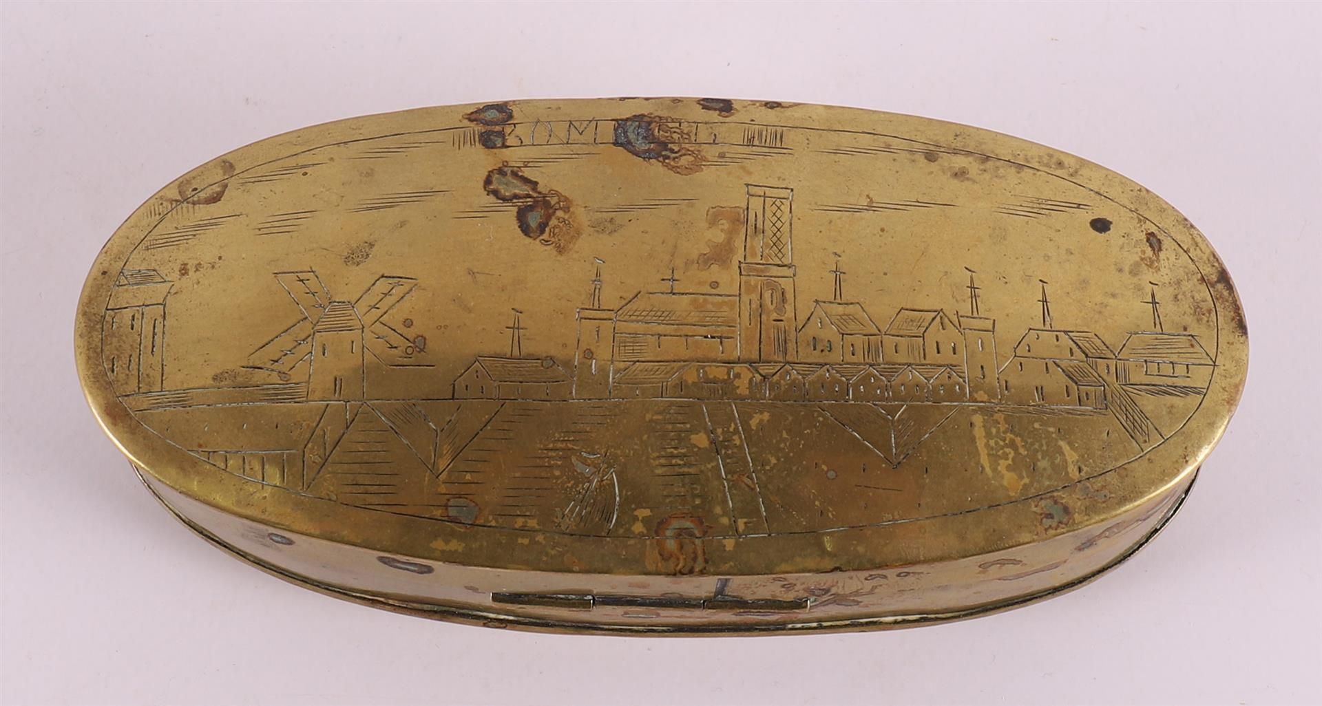 Two various brass tobacco boxes including text. - Image 3 of 7