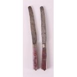 Two knives on purple agate handles, Dutch, 18th century.