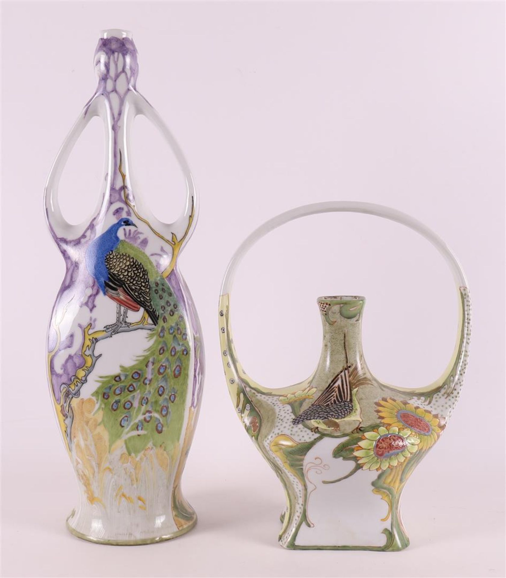 Two various porcelain vases, Art Nouveau style, after an antique example from th