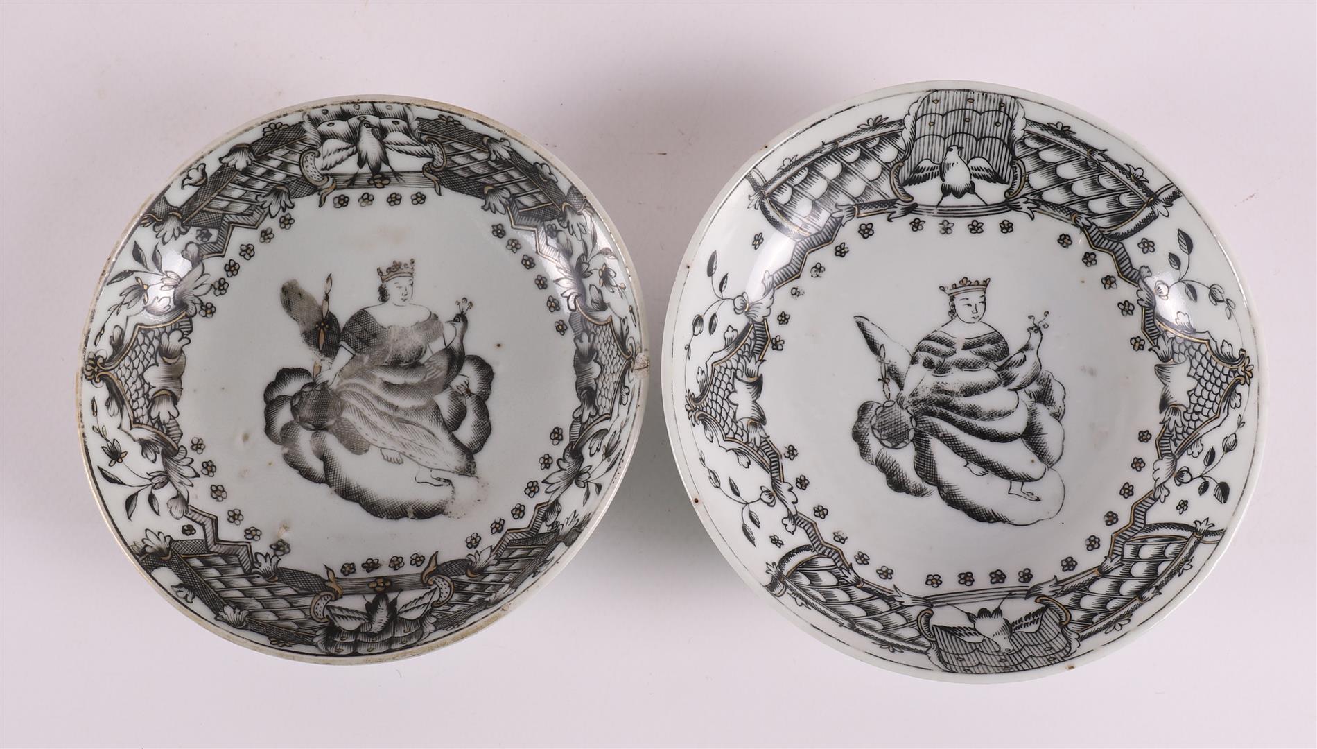 A series of six encre de Chine cups and saucers, China, Qianlong 18th century. - Image 7 of 22