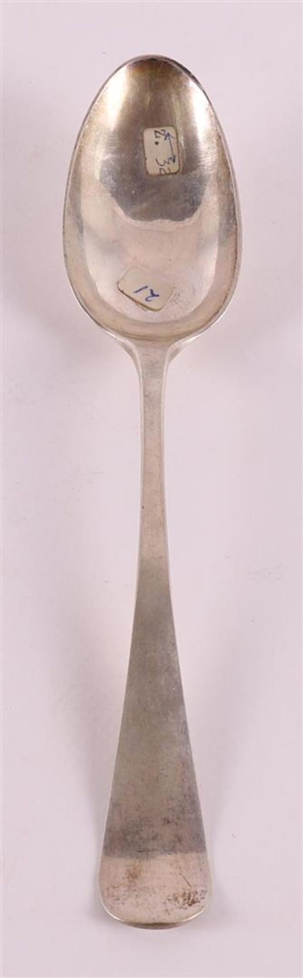 A silver memorial spoon with text, Harmannus Oving, Groningen, 19th century.