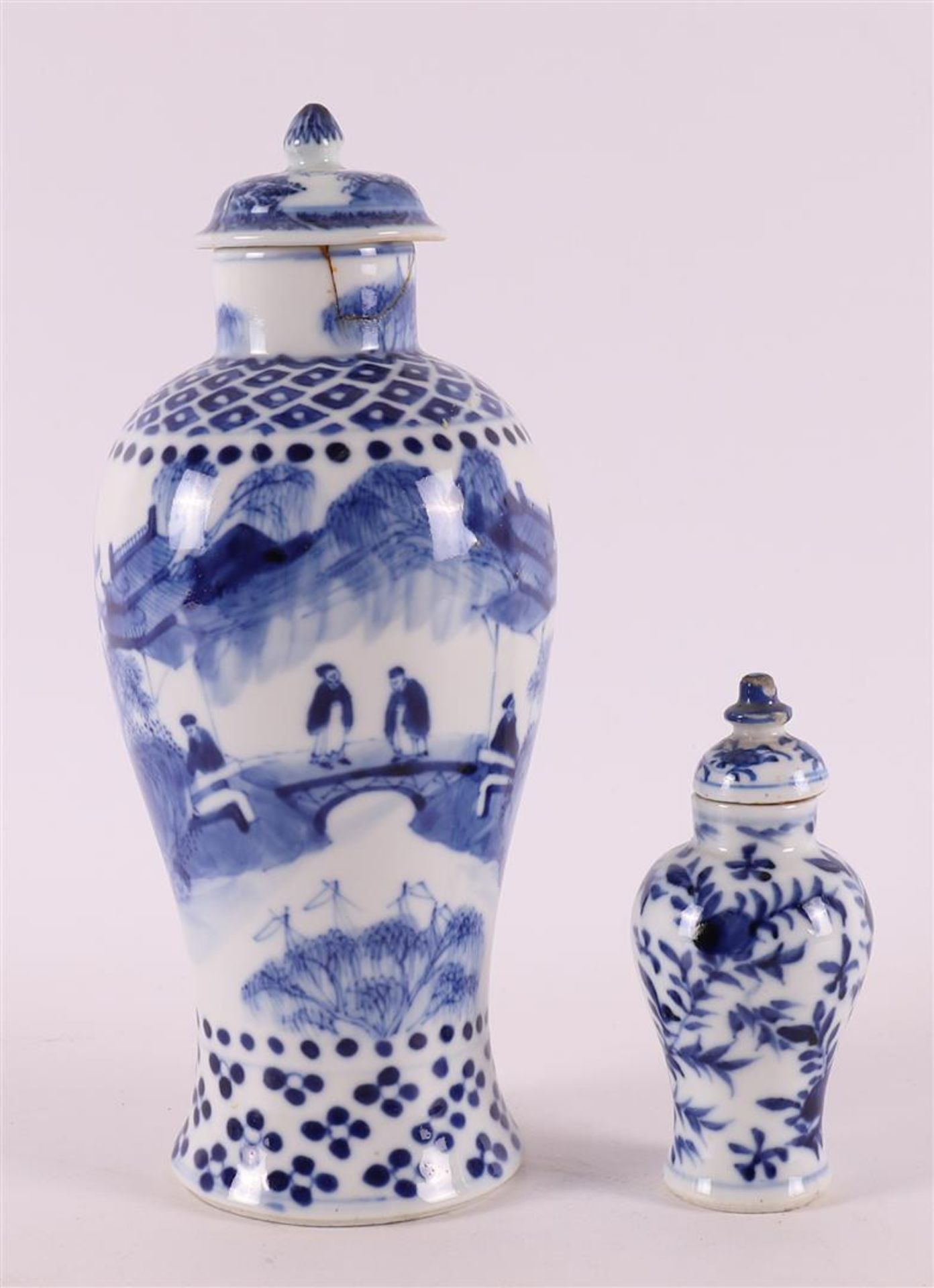 A blue and white porcelain baluster vase, China, 19th century.