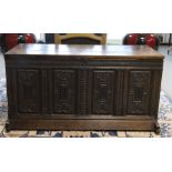 A blanket chest with flat lid, 18th century.