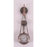 A men's vest pocket watch in silver case, ditto outer case, England, 19th centur