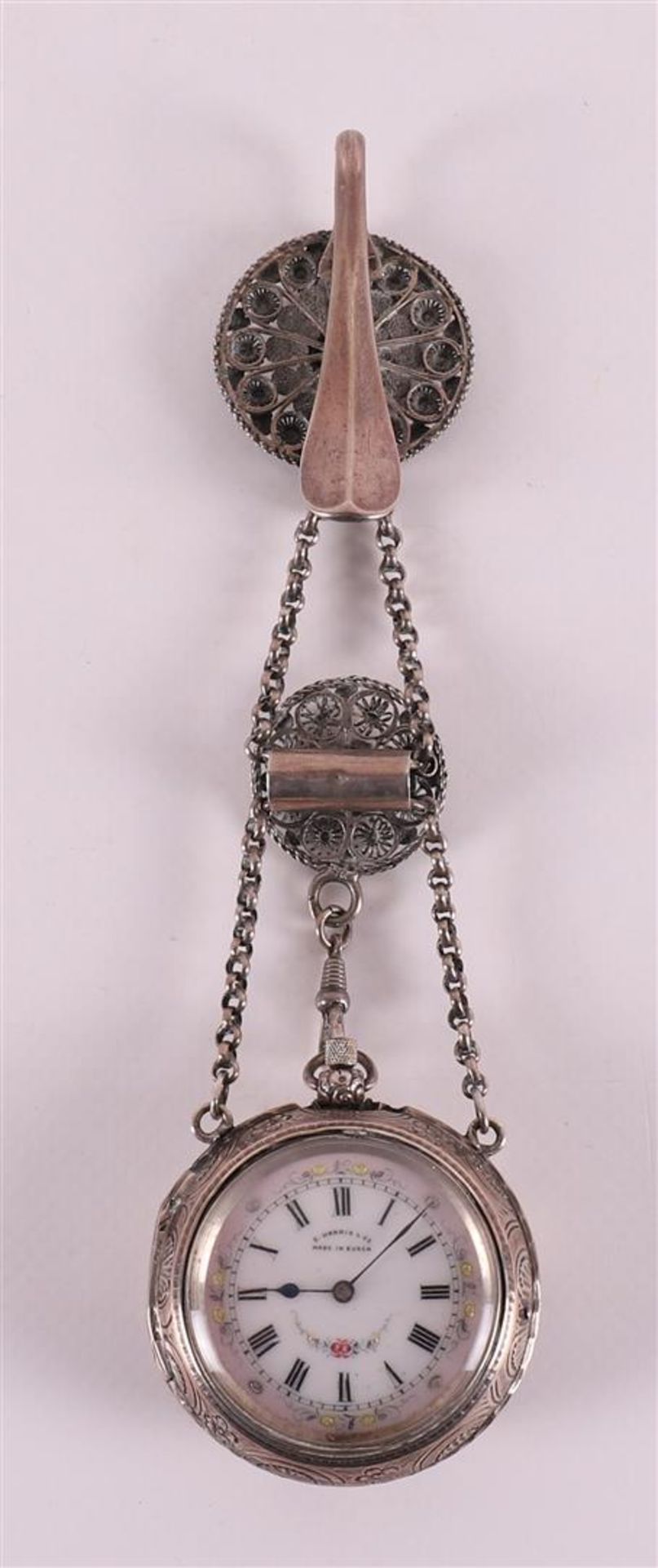 A men's vest pocket watch in silver case, ditto outer case, England, 19th centur