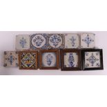 A series of ten various flower tiles, Holland 17th/18th century.