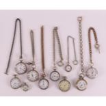 A lot of ten various men's and women's vest pocket watches, including 19th centu