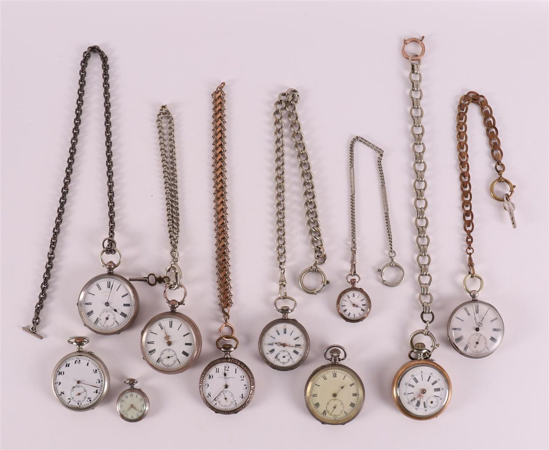 A lot of ten various men's and women's vest pocket watches, including 19th centu