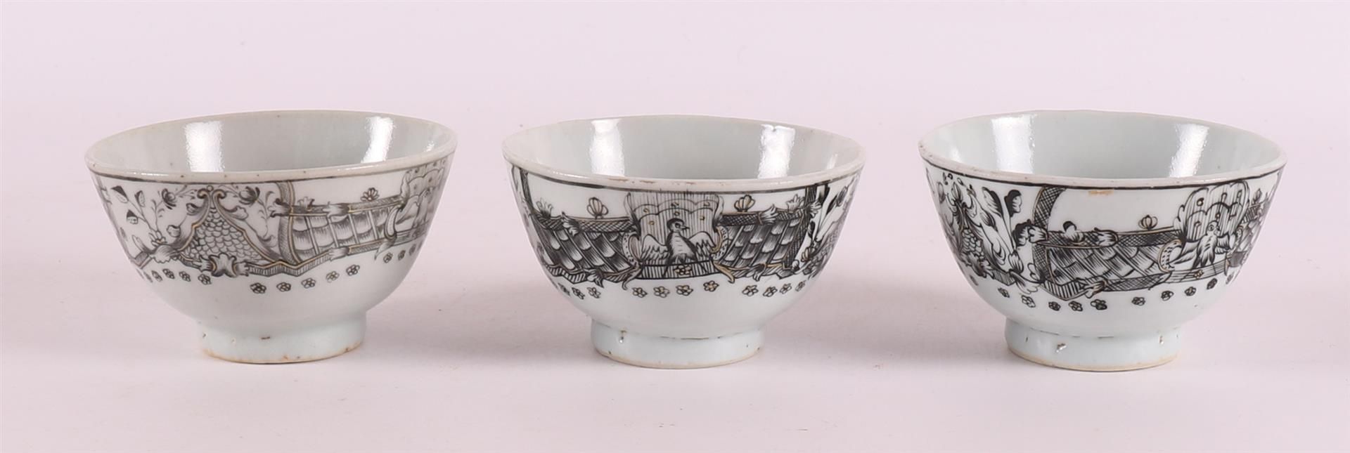 A series of six encre de Chine cups and saucers, China, Qianlong 18th century. - Image 11 of 22