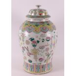 A porcelain famille rose vase and cover, China, 19th century.