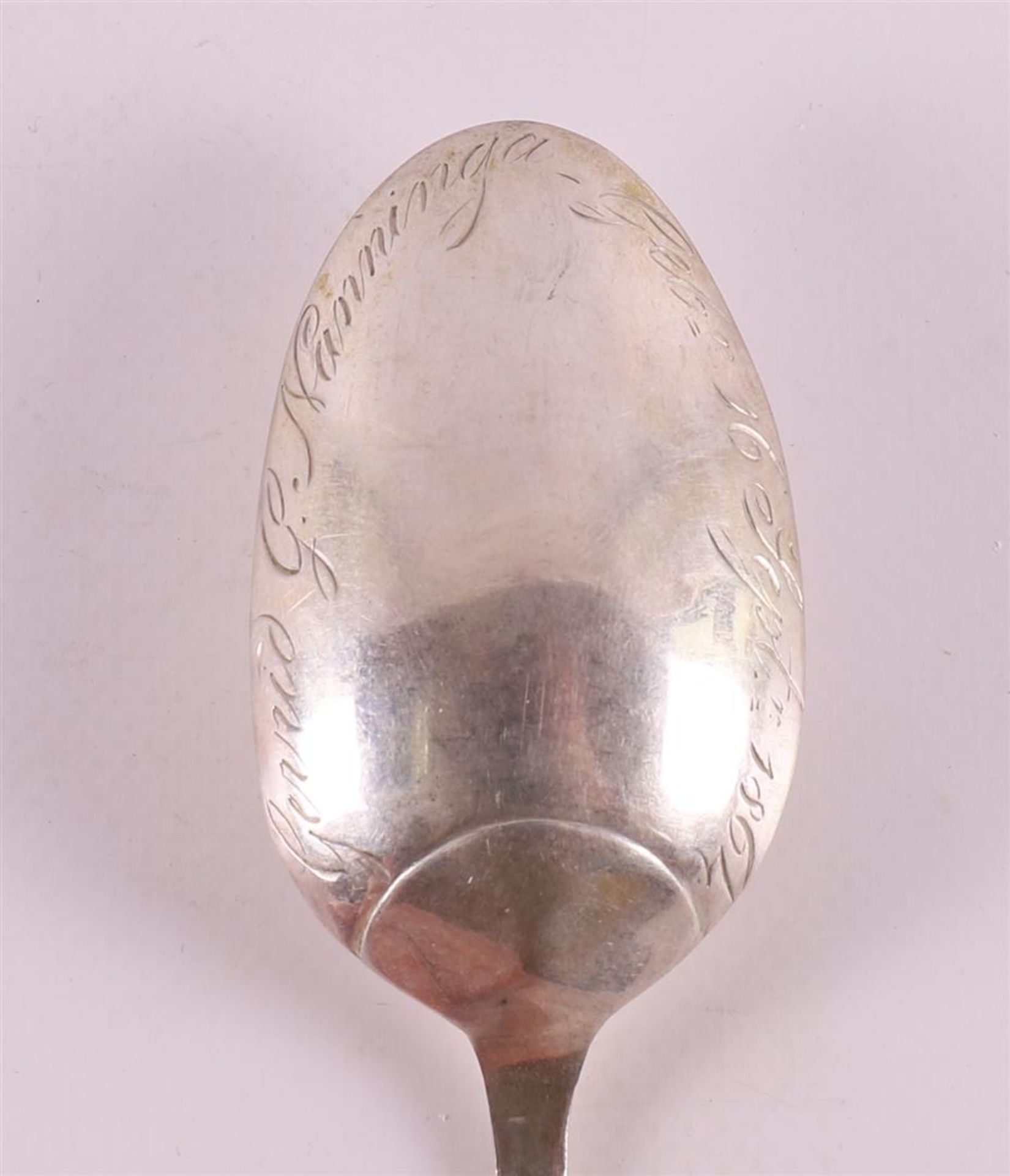 A second grade 835/1000 silver birth spoon with text, Groningen, 19th century. - Image 3 of 3