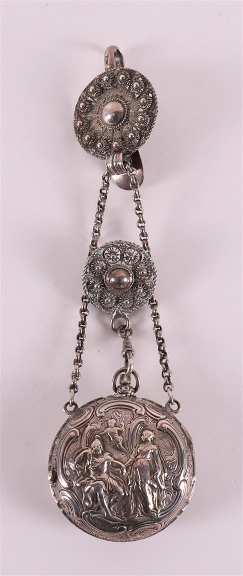 A men's vest pocket watch in silver case, ditto outer case, England, 19th centur - Image 2 of 3